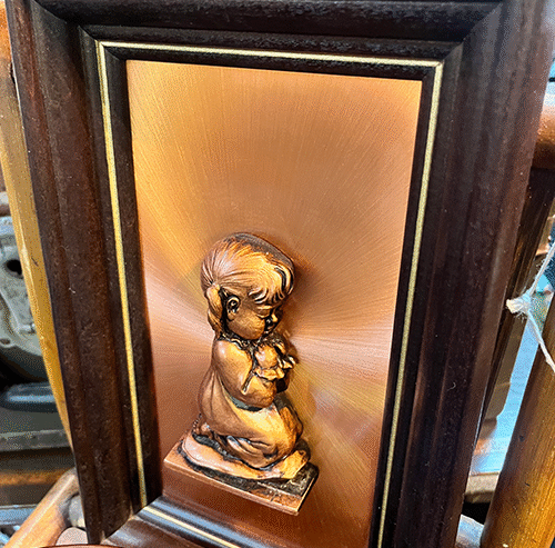 Vintage Copper Picture of a  Small Girl Praying