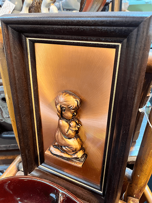 Vintage Copper Picture of a  Small Girl Praying