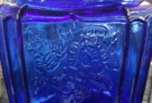 Vintage Anchor Hocking Cobalt Blue Cracker Jar-Mayfair Open Rose Design