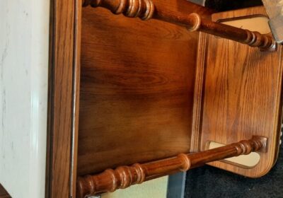 Vintage Marble Top Etched Mirror Wood Hall Tree